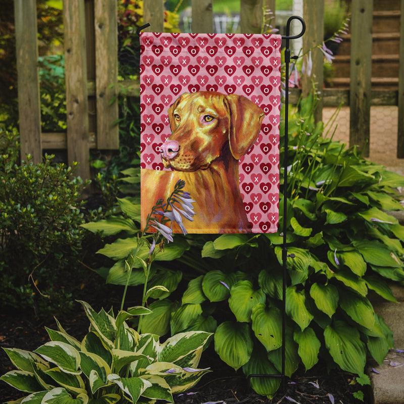 Vizsla Hearts Love and Valentine's Day Portrait Flag Garden Size