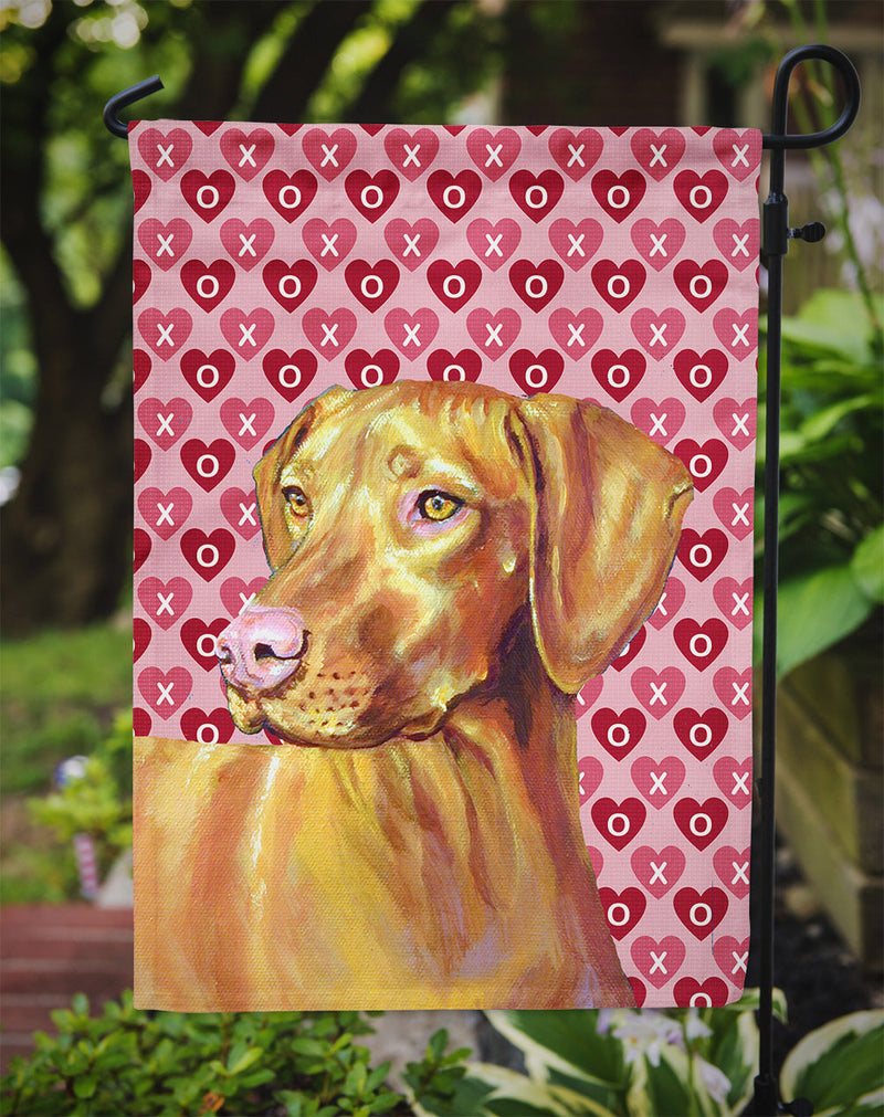 Vizsla Hearts Love and Valentine's Day Portrait Flag Garden Size