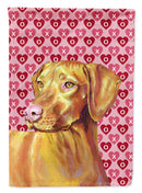 Vizsla Hearts Love and Valentine's Day Portrait Garden Flag – Decorative Outdoor Yard Flag