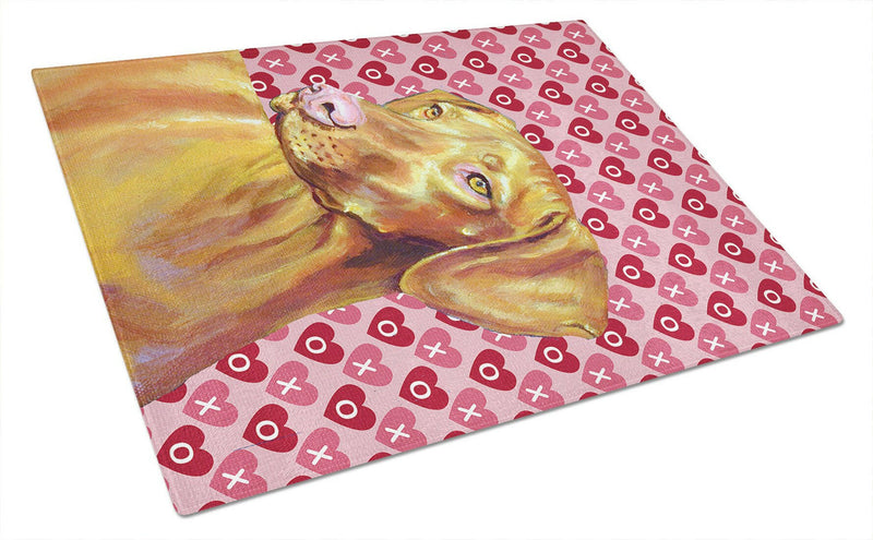 Vizsla Hearts Love and Valentine's Day Portrait Glass Cutting Board Large