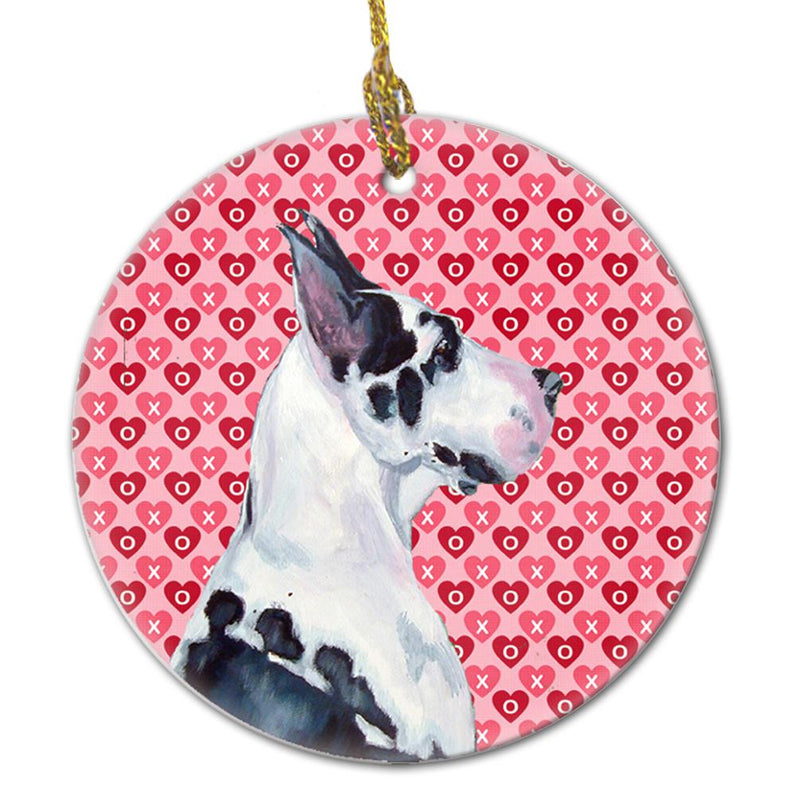 Great Dane Valentine's Love and Hearts Ceramic Ornament