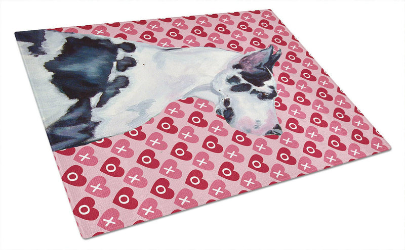 Great Dane Hearts Love and Valentine's Day Portrait Glass Cutting Boards – Durable, Decorative Kitchen Art Large