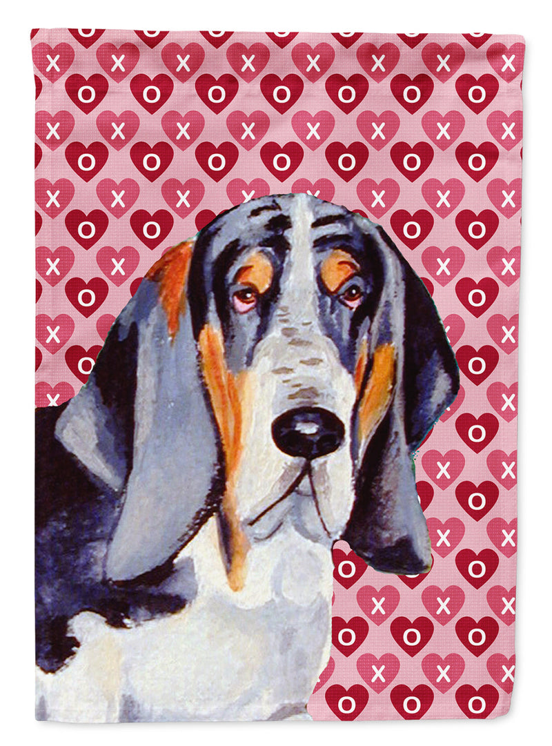 Basset Hound Hearts Love and Valentine's Day Portrait Flag Canvas House Size