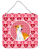 Whippet Valentine's Love and Hearts Aluminium Metal Wall or Door Hanging Prints