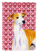 Whippet Hearts Love and Valentine's Day Portrait Garden Flag – Decorative Outdoor Yard Flag