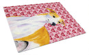 Whippet Hearts Love and Valentine's Day Portrait Glass Cutting Boards – Durable, Decorative Kitchen Art Large