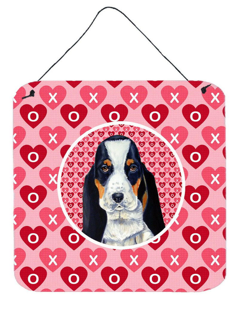 Basset Hound Valentine's Love and Hearts Wall or Door Hanging Prints