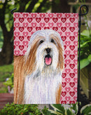 Bearded Collie Hearts Love and Valentine's Day Portrait Garden Flag – Decorative Outdoor Yard Flag