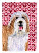 Bearded Collie Hearts Love and Valentine's Day Portrait Garden Flag – Decorative Outdoor Yard Flag