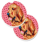 Bloodhound Hearts Love and Valentine's Day Portrait Car Coasters – Set of 2 - Absorbent Stone with Fun & Functional Artwork LH9151CARC