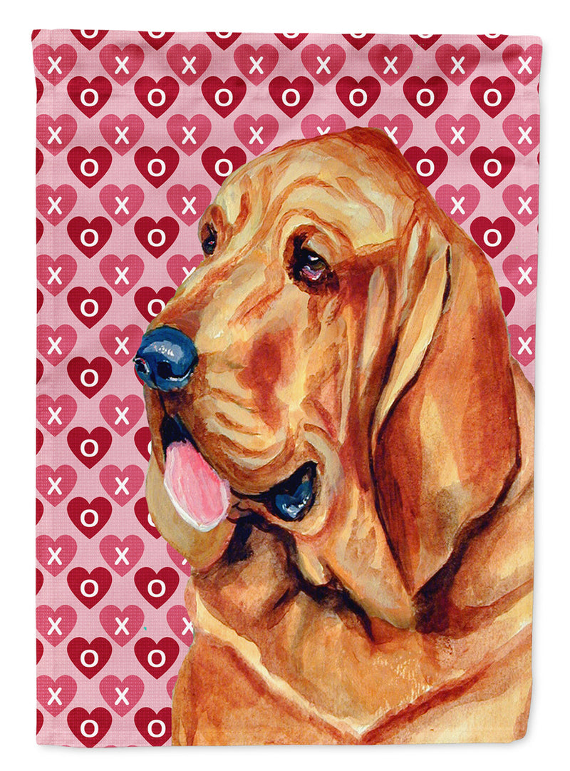 Bloodhound Hearts Love and Valentine's Day Portrait Flag Canvas House Size