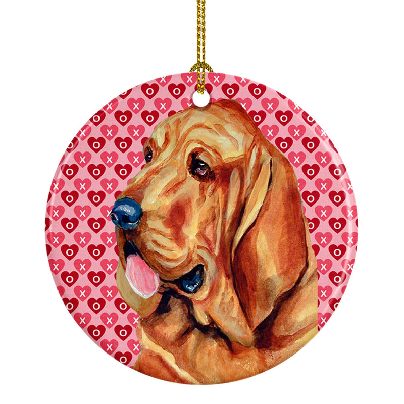 Bloodhound Valentine's Love and Hearts Ceramic Ornament