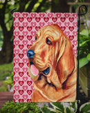 Bloodhound Hearts Love and Valentine's Day Portrait Garden Flag – Decorative Outdoor Yard Flag