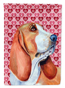 Basset Hound Hearts Love and Valentine's Day Portrait Garden Flag – Decorative Outdoor Yard Flag