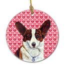 Corgi Valentine's Love and Hearts Ceramic Ornament