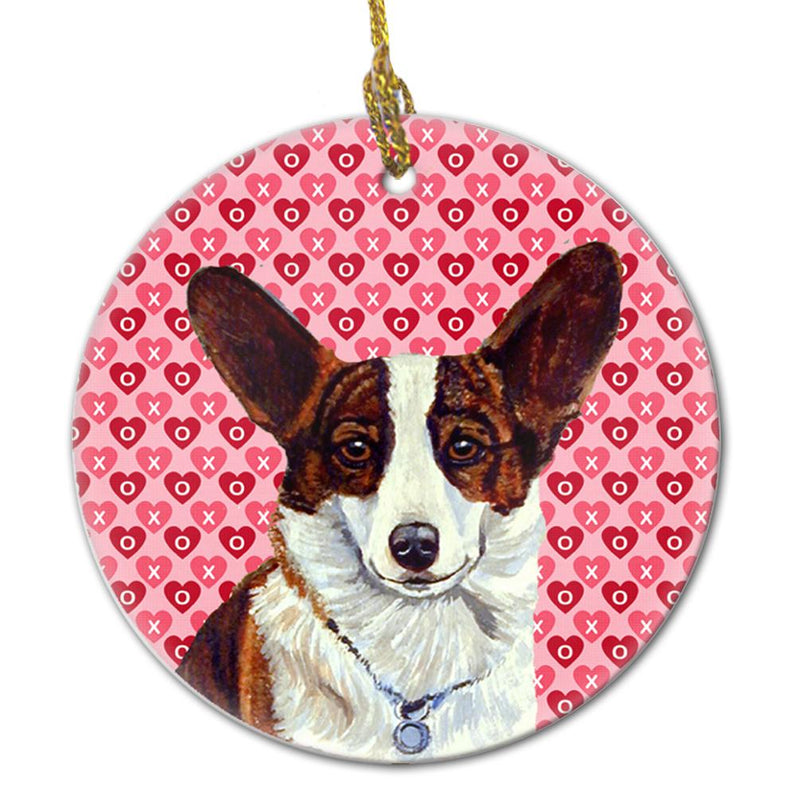 Corgi Valentine's Love and Hearts Ceramic Ornament