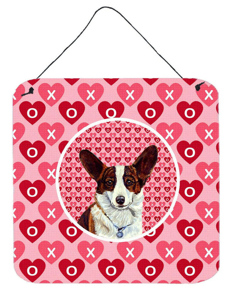 Corgi Valentine's Love and Hearts Aluminium Metal Wall or Door Hanging Prints