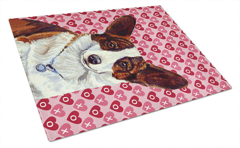 Corgi Hearts Love and Valentine's Day Portrait Glass Cutting Boards – Durable, Decorative Kitchen Art Large