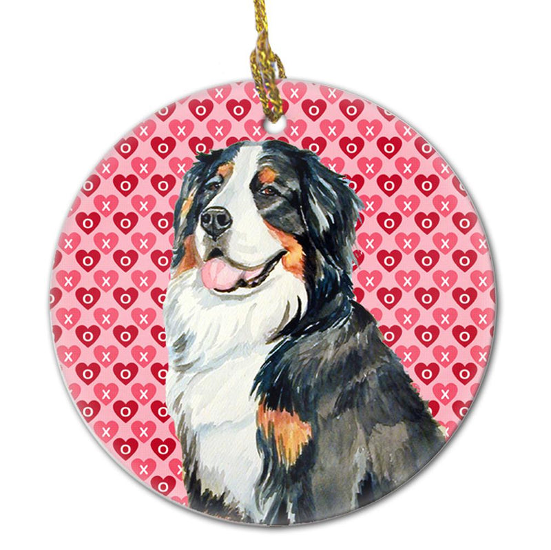 Bernese Mountain Dog Valentine's Love and Hearts Ceramic Ornament