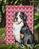 Bernese Mountain Dog Hearts Love and Valentine's Day Portrait Garden Flag – Decorative Outdoor Yard Flag