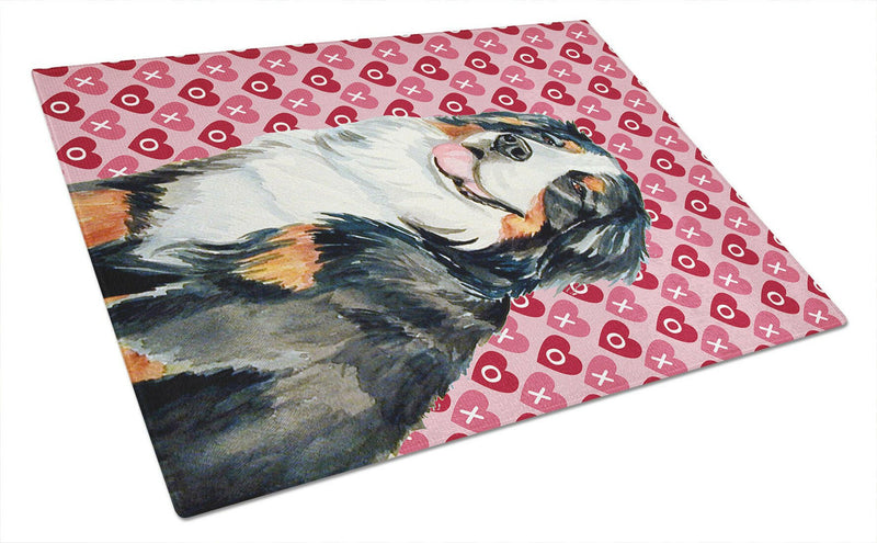 Bernese Mountain Dog Hearts Love and Valentine's Day Glass Cutting Board Large