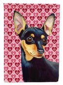 Min Pin Hearts Love and Valentine's Day Portrait Flag Canvas House Size