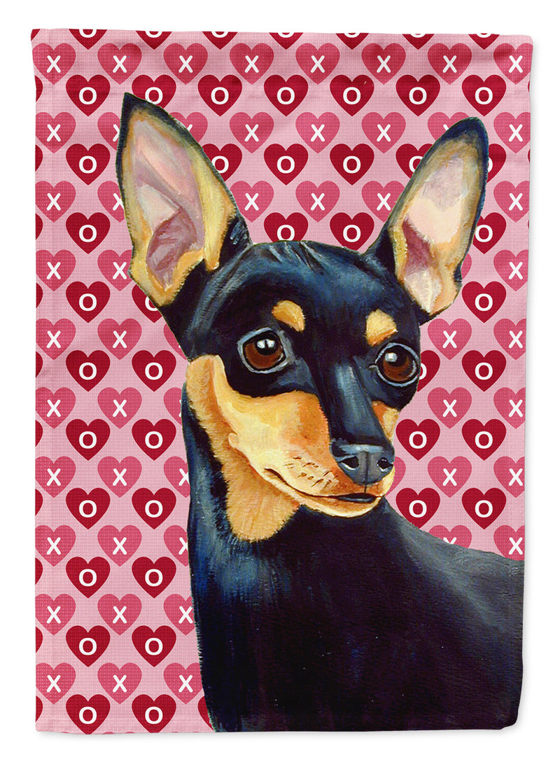 Min Pin Hearts Love and Valentine's Day Portrait Flag Canvas House Size