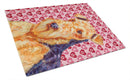 Airedale Hearts Love and Valentine's Day Portrait Glass Cutting Boards – Durable, Decorative Kitchen Art Large
