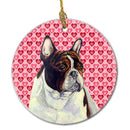French Bulldog Valentine's Love and Hearts Ceramic Ornament
