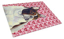French Bulldog Hearts Love and Valentine's Day Glass Cutting Boards – Durable, Decorative Kitchen Art Large
