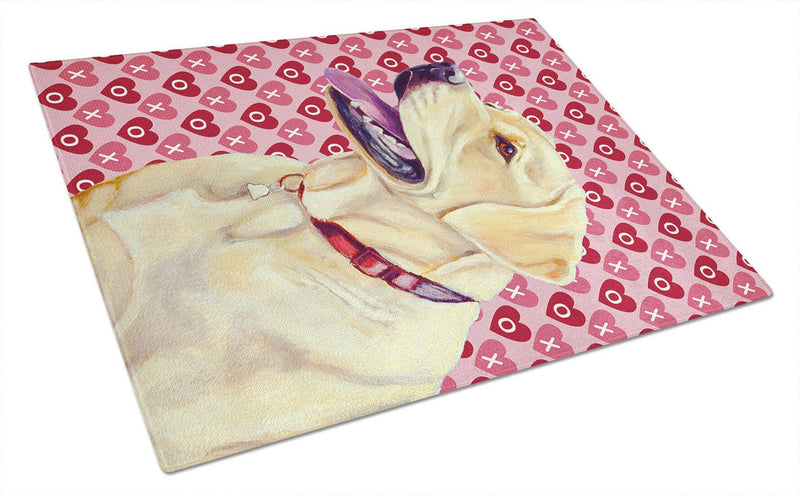 Labrador Hearts Love and Valentine's Day Portrait Glass Cutting Boards – Durable, Decorative Kitchen Art Large