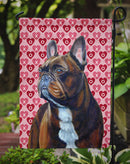 French Bulldog Hearts Love and Valentine's Day Portrait Garden Flag – Decorative Outdoor Yard Flag