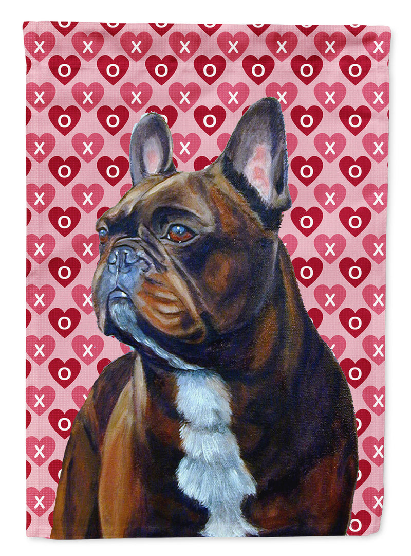 French Bulldog Hearts Love and Valentine's Day Portrait Garden Flag – Decorative Outdoor Yard Flag