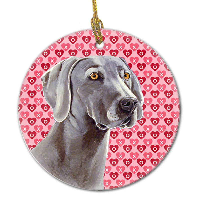 Weimaraner Valentine's Love and Hearts Ceramic Ornament