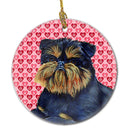 Brussels Griffon Valentine's Love and Hearts Ceramic Ornament
