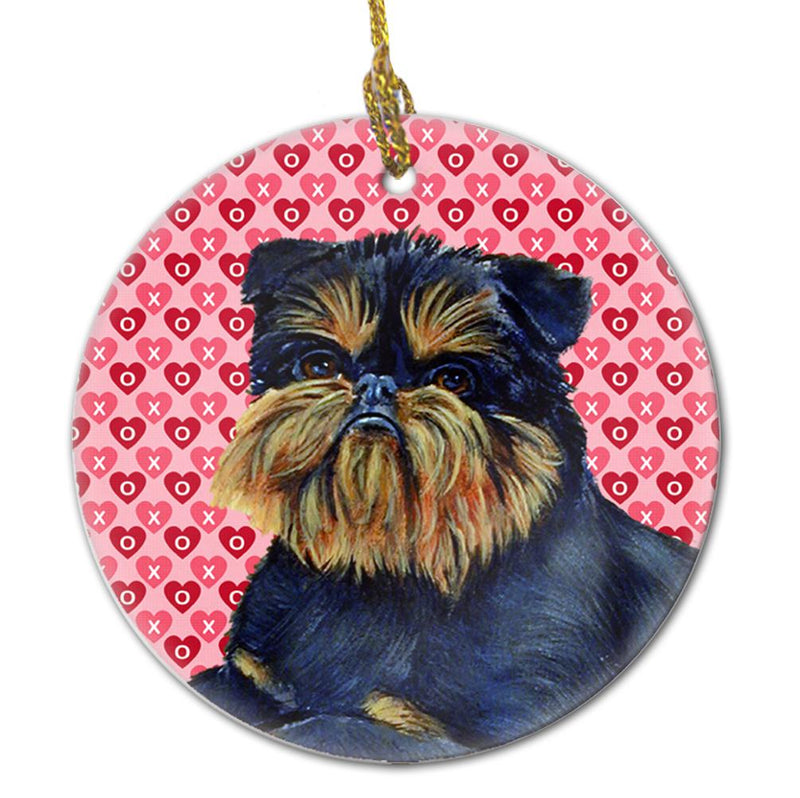 Brussels Griffon Valentine's Love and Hearts Ceramic Ornament