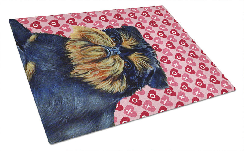 Brussels Griffon Hearts Love and Valentine's Day Glass Cutting Boards – Durable, Decorative Kitchen Art Large