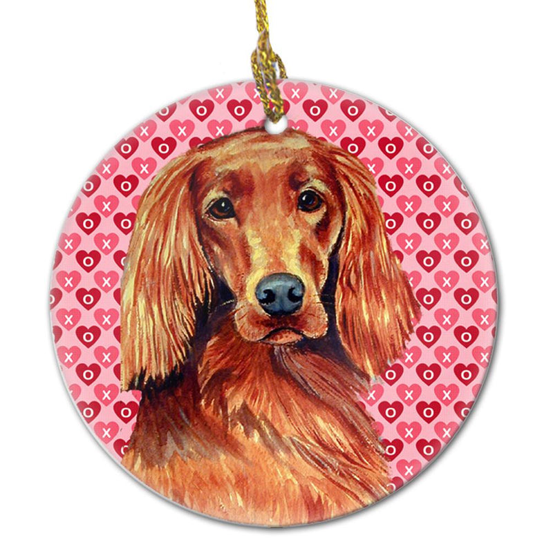 Irish Setter Valentine's Love and Hearts Ceramic Ornament