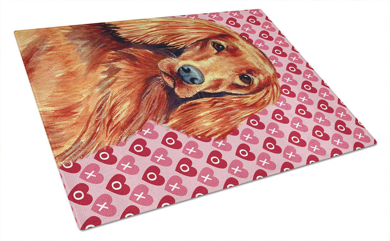 Irish Setter Hearts Love and Valentine's Day Portrait Glass Cutting Boards – Durable, Decorative Kitchen Art Large
