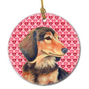Dachshund Valentine's Love and Hearts Ceramic Ornament