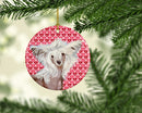 Chinese Crested Valentine's Love and Hearts Ceramic Ornament