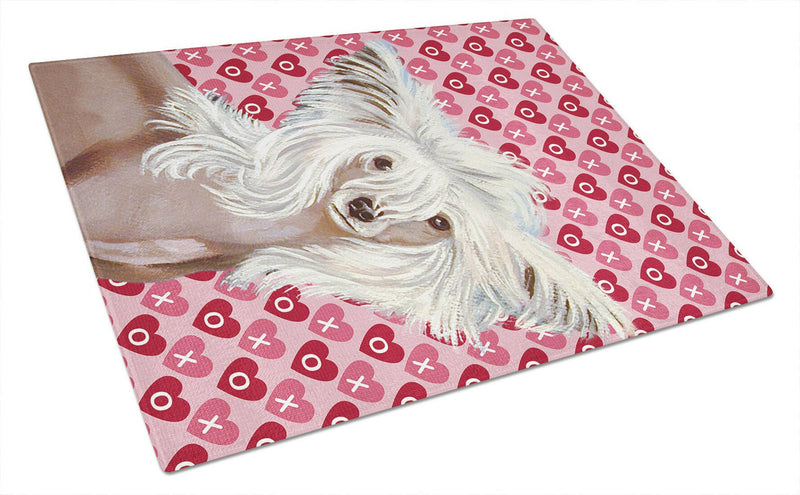 Chinese Crested Hearts Love and Valentine's Day Glass Cutting Board Large