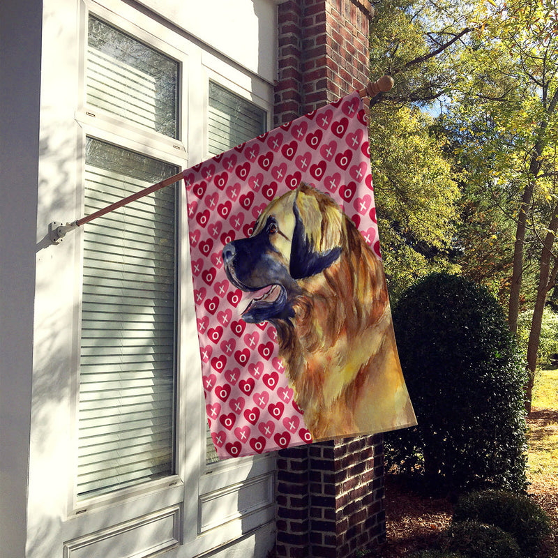 Leonberger Hearts Love and Valentine's Day Portrait Flag Canvas House Size