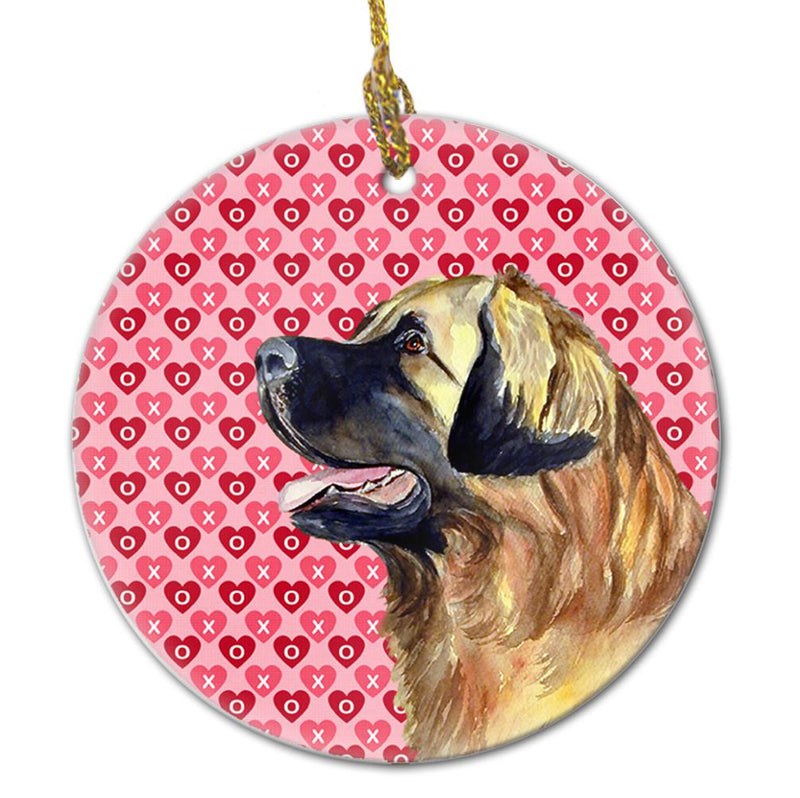 Leonberger Valentine's Love and Hearts Ceramic Ornament