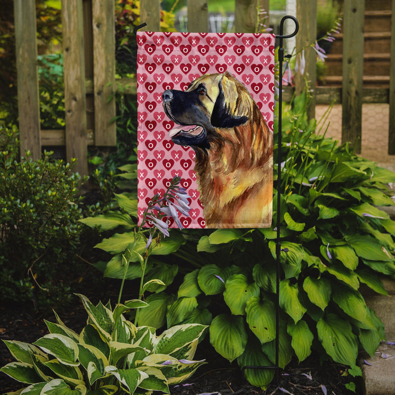 Leonberger Hearts Love and Valentine's Day Portrait Garden Flag – Decorative Outdoor Yard Flag