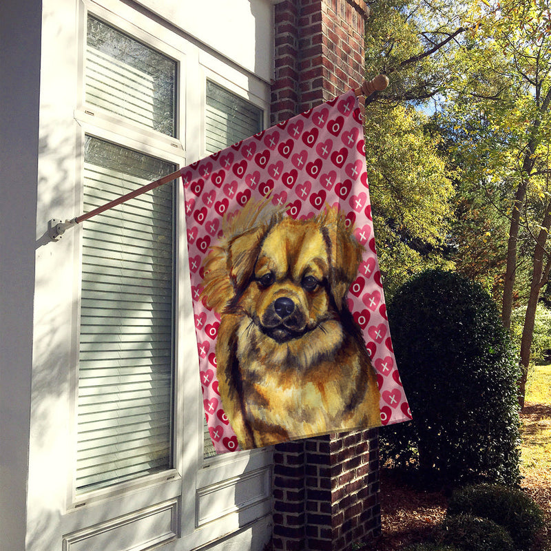 Tibetan Spaniel Hearts Love and Valentine's Day Portrait Flag Canvas House Size