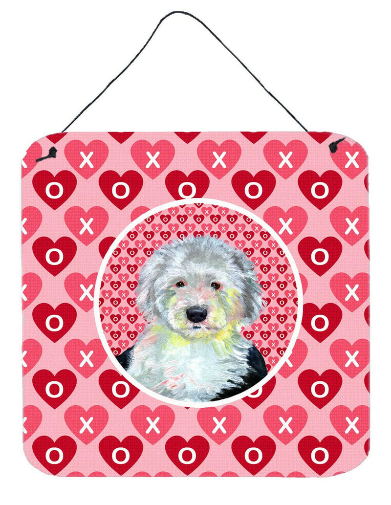 Old English Sheepdog Valentine's Love and Hearts Wall or Door Hanging Prints