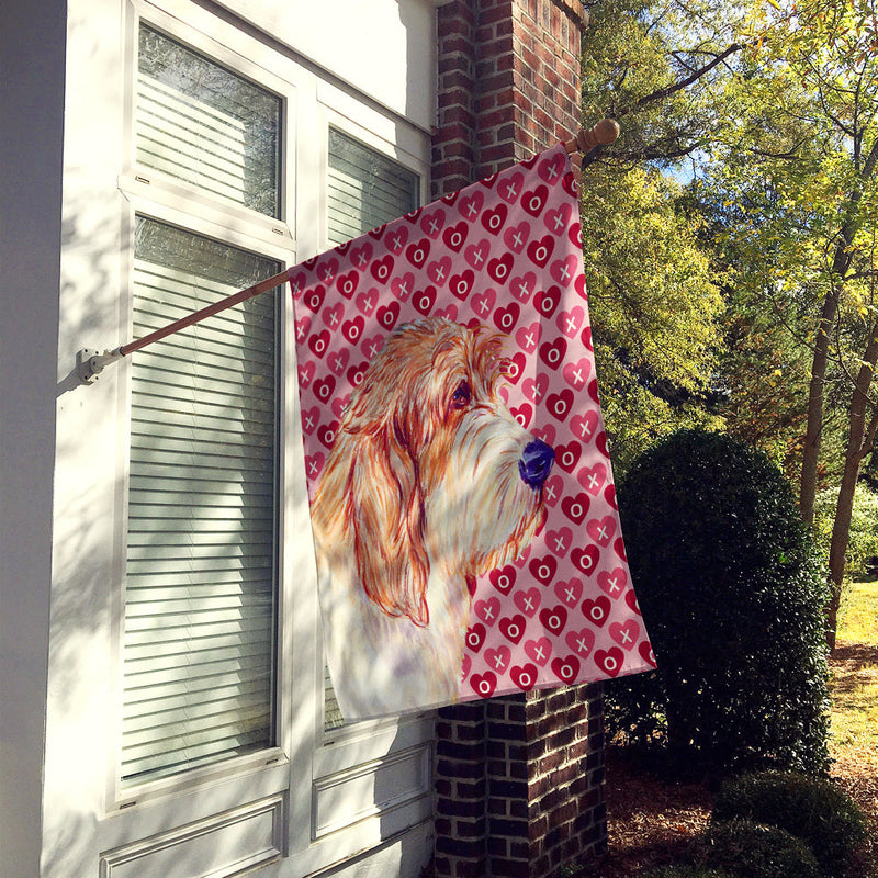 Petit Basset Griffon Vendeen Hearts Love and Valentine's Day  Flag House Size