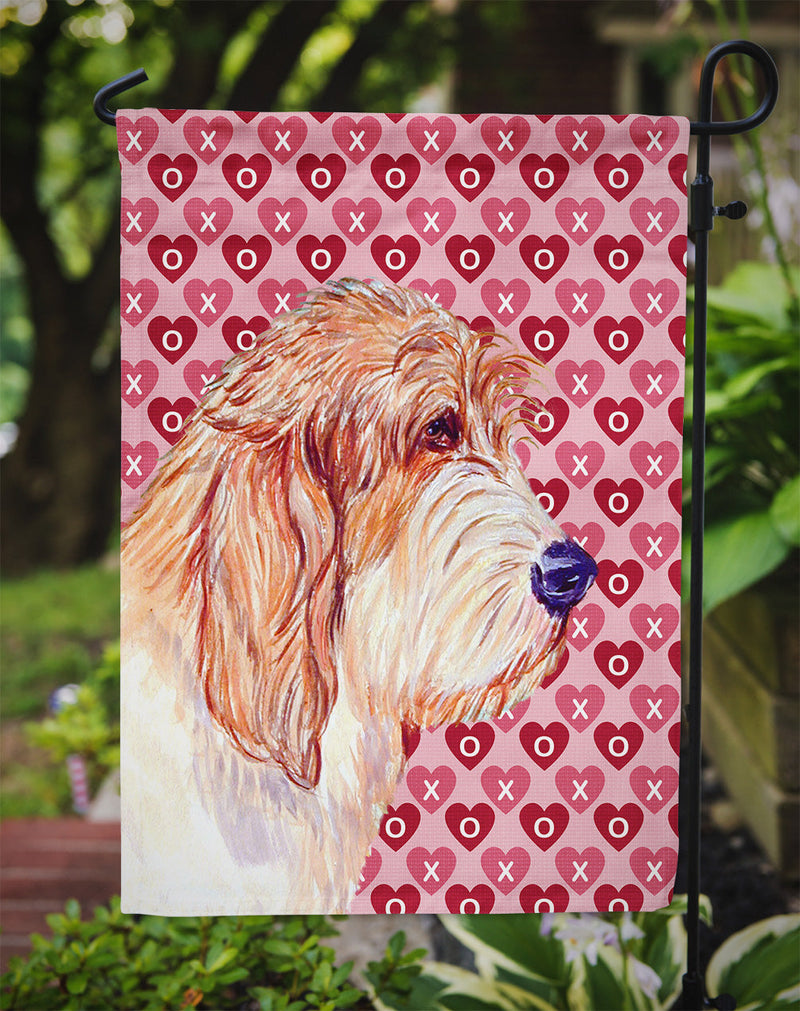 Petit Basset Griffon Vendeen Hearts Love Valentine's Day Flag Garden Size