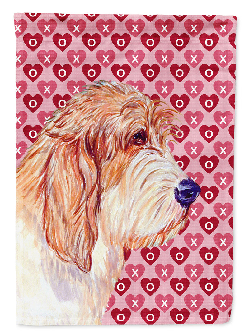 Petit Basset Griffon Vendeen Hearts Love Valentine's Day Flag Garden Size